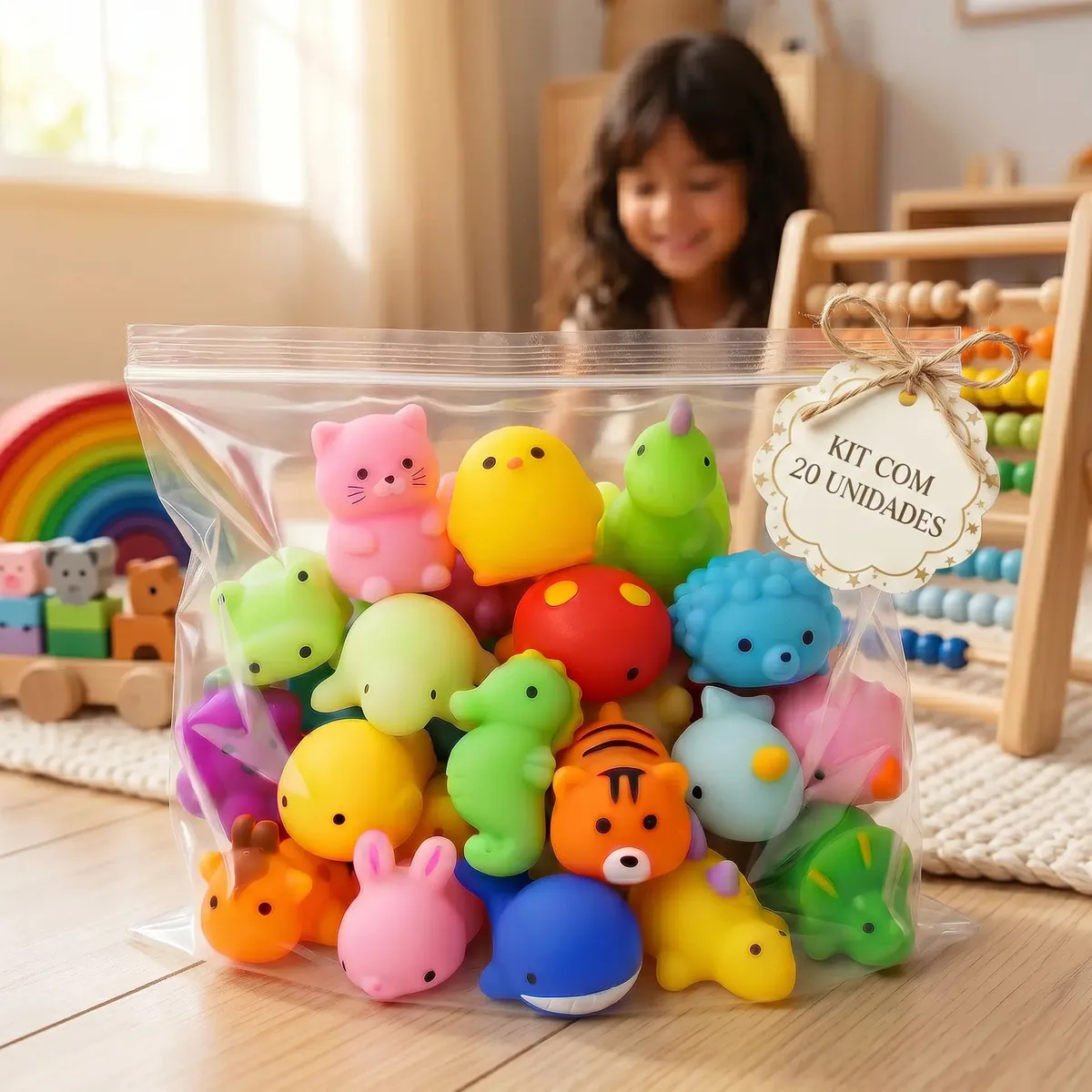 Kit de bichinhos squishy multicoloridos Brasiliana Tech