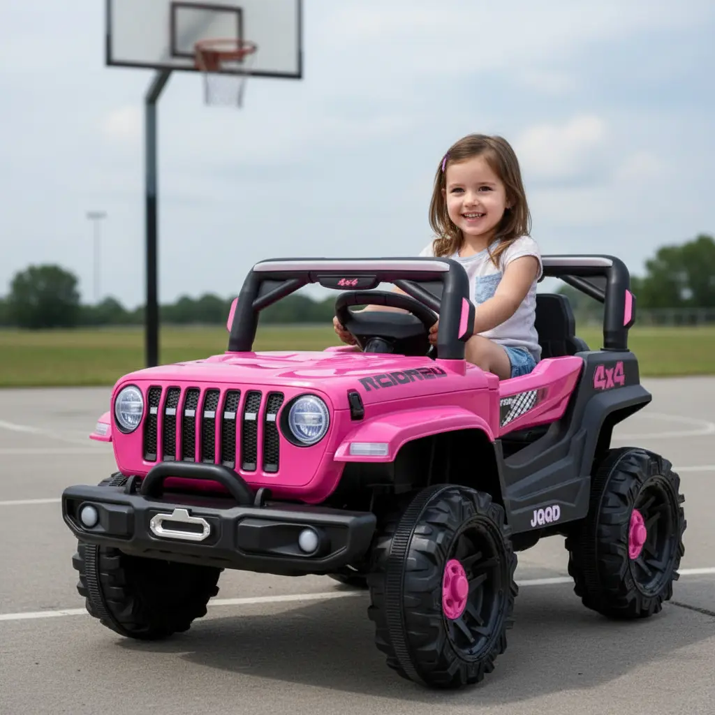 Jipe elétrico infantil Brinq Kids BQ037 rosa com detalhes pretos