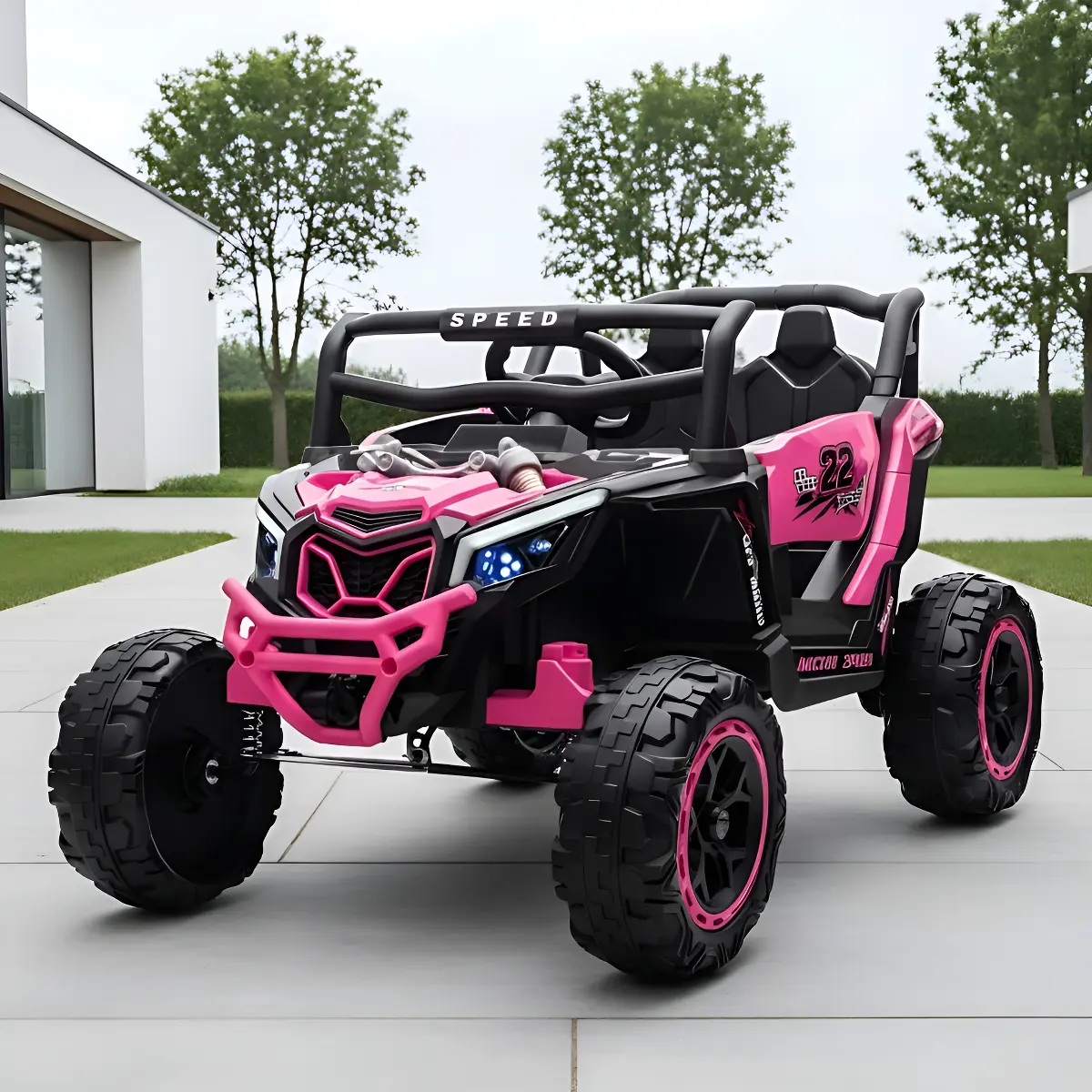 Carro elétrico infantil Brinq Kids Off Road rosa com detalhes pretos