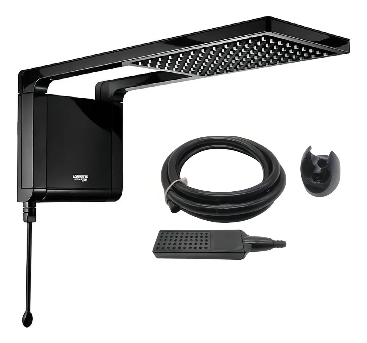 Chuveiro Lorenzetti Acqua Storm Ultra preto com espalhador quadrado — outra vista do produto