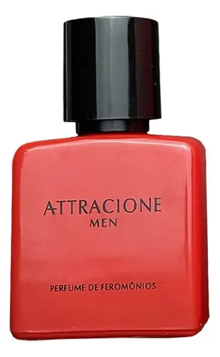 Frasco vermelho do perfume Attracione Men de 25 mL com tampa preta