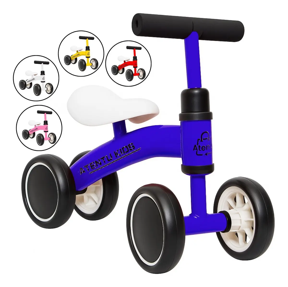 Bicicleta infantil ATENTU azul sem pedal com quatro rodas