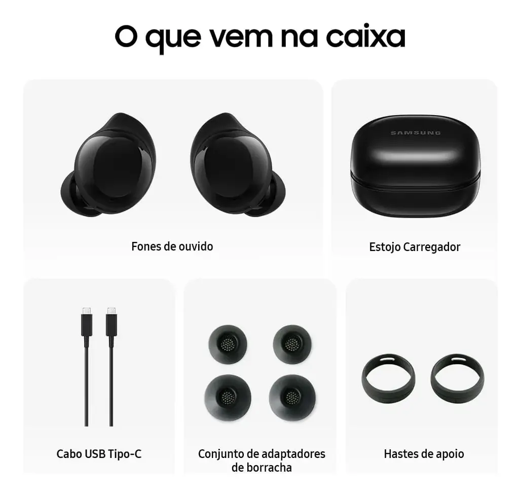 Par de fones Samsung Galaxy Buds Core na cor preta — outra vista do produto