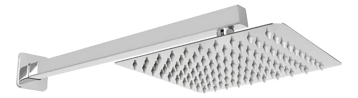Ducha quadrada Dex em inox polido com espalhador e braço de parede