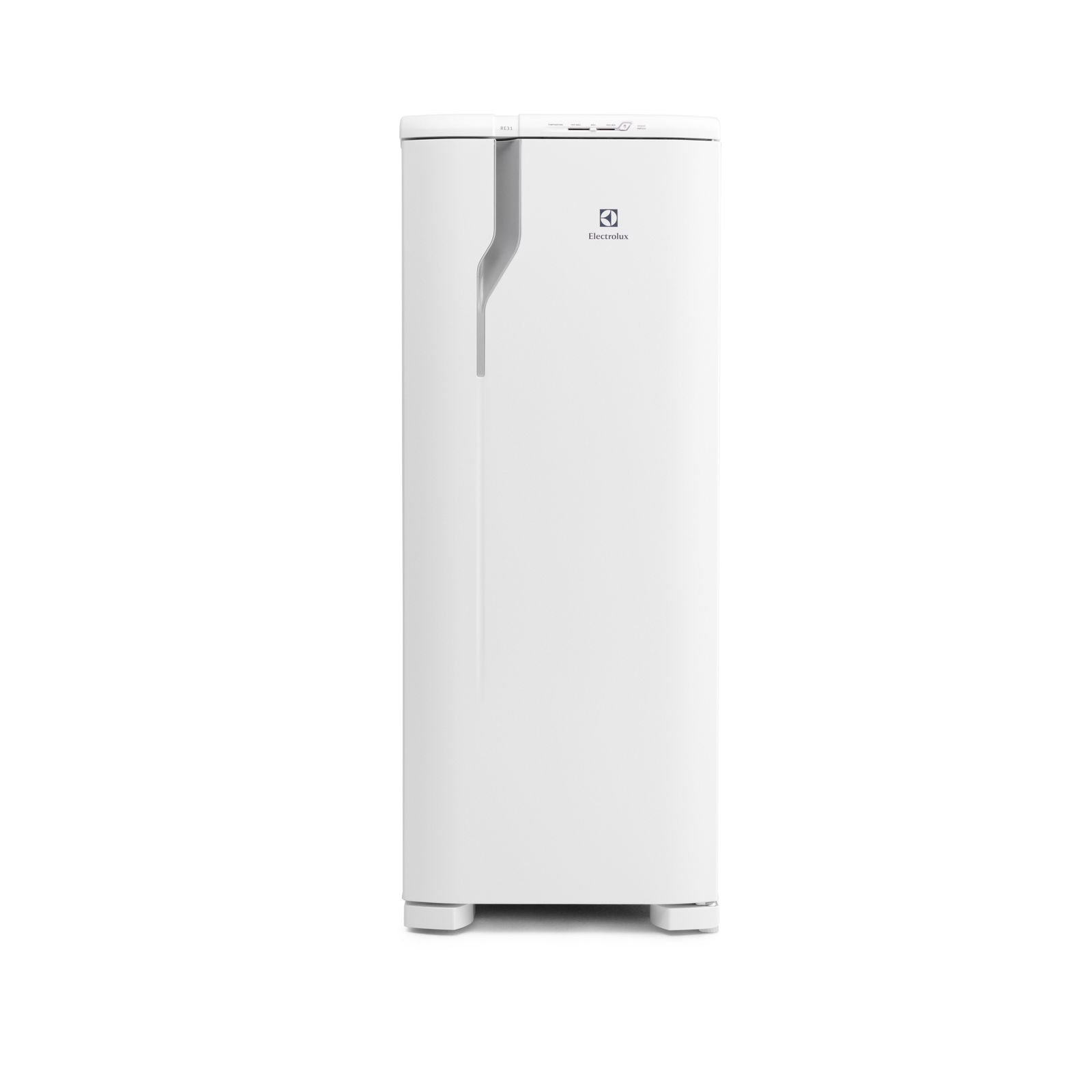 Geladeira Electrolux RE31 branca de uma porta vista de frente
