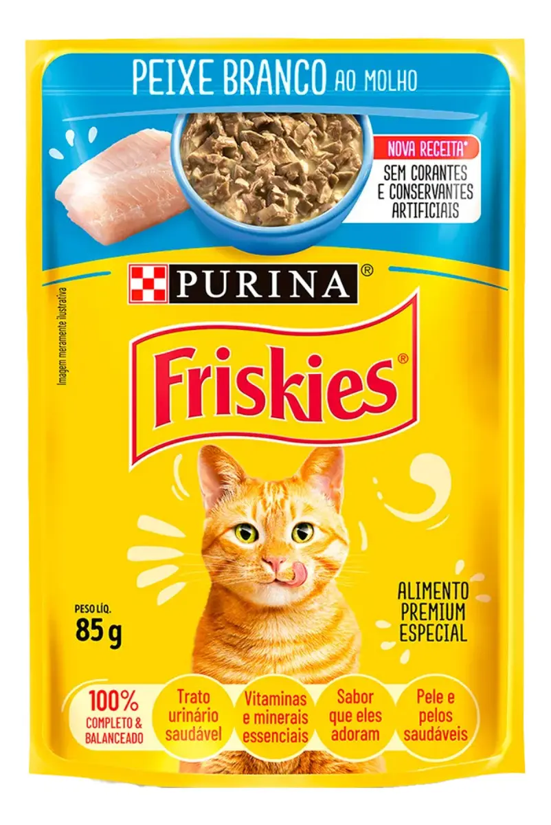 Sachê Friskies Peixe Branco ao Molho para gatos adultos, 85 g