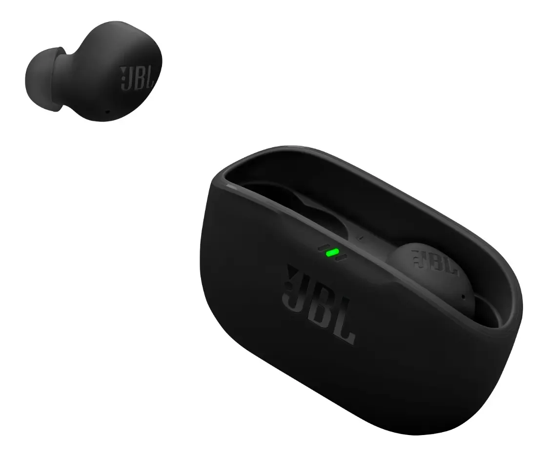 JBL Wave Buds 2 preto com fones e estojo de carregamento