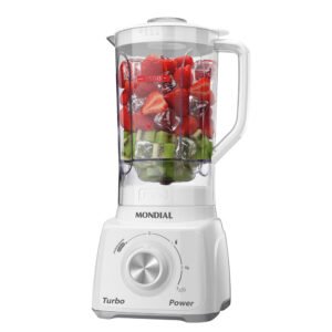 Liquidificador Mondial Turbo Power L-99-WG branco e cinza visto de frente