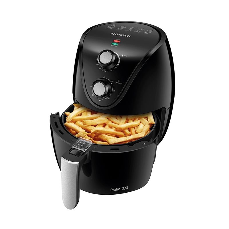 Air fryer Mondial AF-31 preta de 3,5 litros com cesto aberto