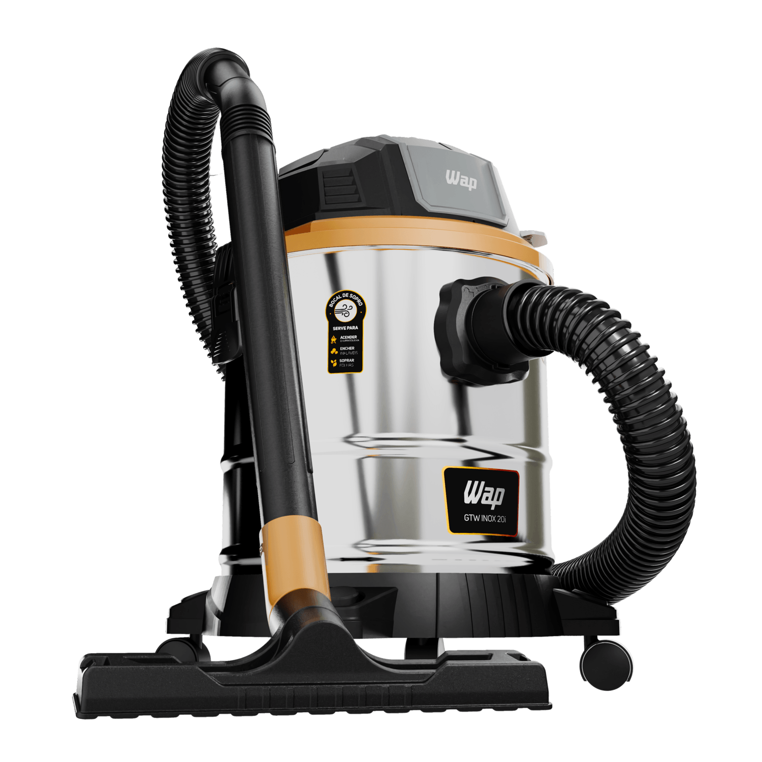 Aspirador de pó e água WAP GTW Inox 20i com mangueira e bocal