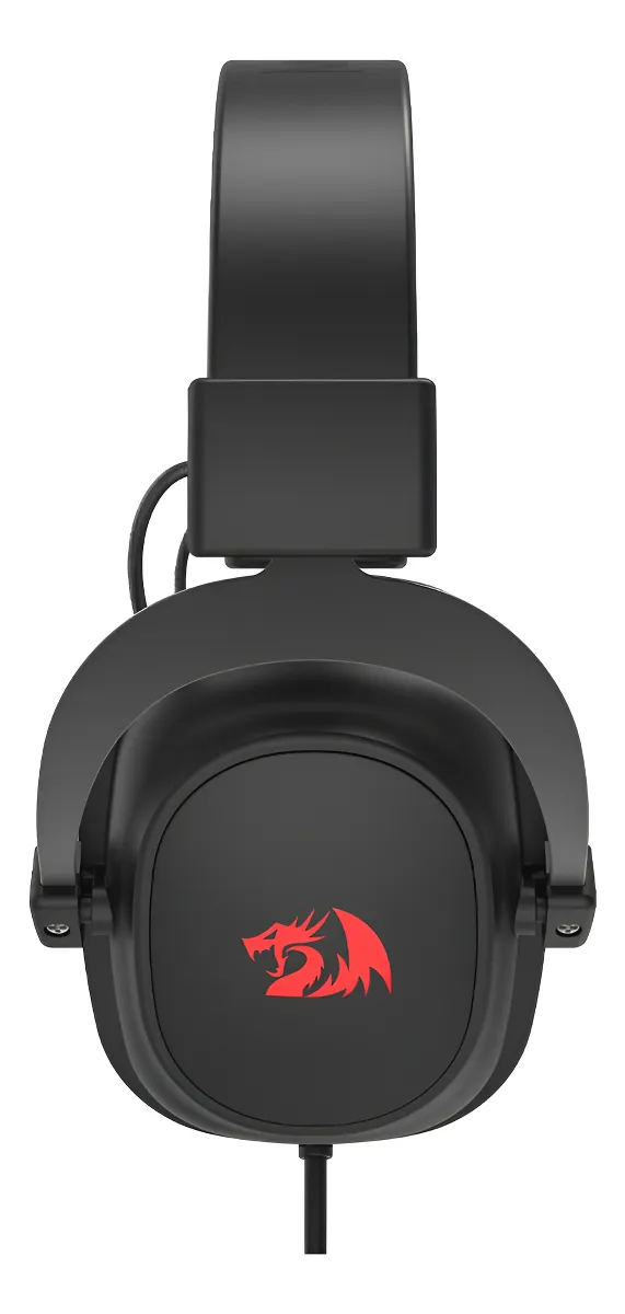 Headset Redragon Zeus Lite H510-LT preto com microfone removível e interior vermelho no arco — imagem complementar